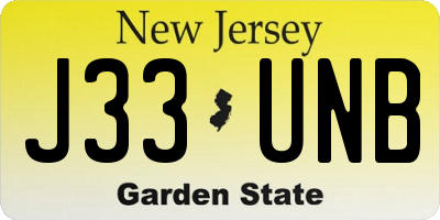 NJ license plate J33UNB