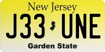 NJ license plate J33UNE