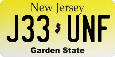 NJ license plate J33UNF