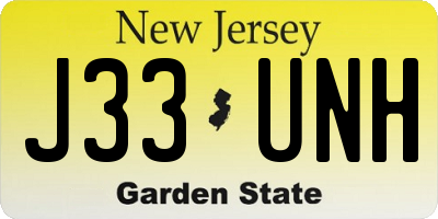 NJ license plate J33UNH