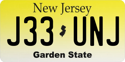 NJ license plate J33UNJ