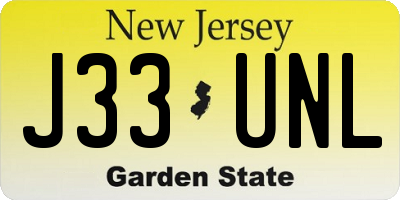 NJ license plate J33UNL