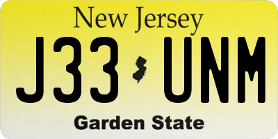 NJ license plate J33UNM