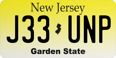NJ license plate J33UNP