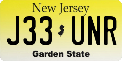 NJ license plate J33UNR