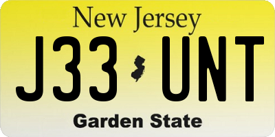 NJ license plate J33UNT