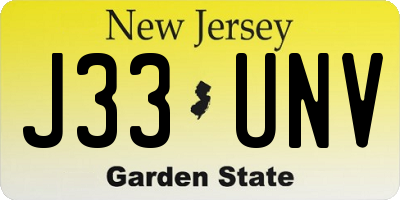 NJ license plate J33UNV