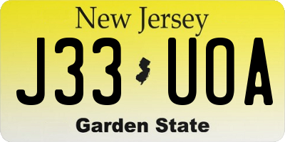 NJ license plate J33UOA