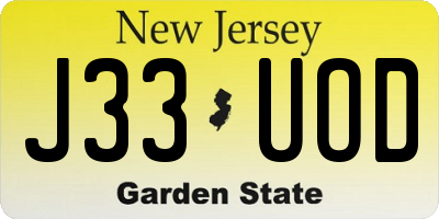NJ license plate J33UOD