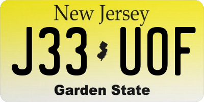NJ license plate J33UOF