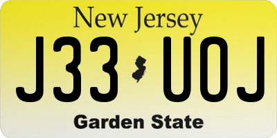 NJ license plate J33UOJ