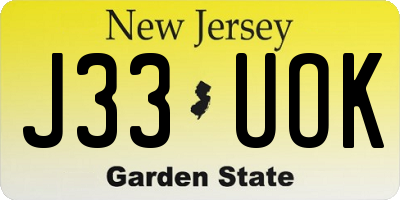 NJ license plate J33UOK