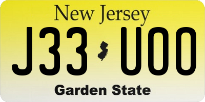 NJ license plate J33UOO