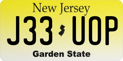NJ license plate J33UOP