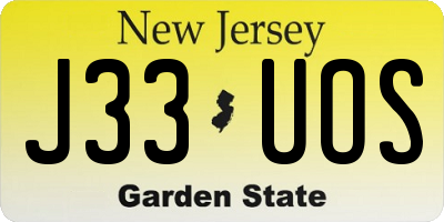 NJ license plate J33UOS
