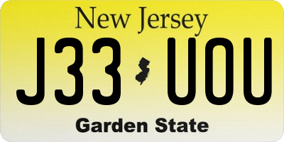 NJ license plate J33UOU