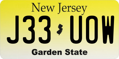 NJ license plate J33UOW