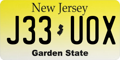 NJ license plate J33UOX