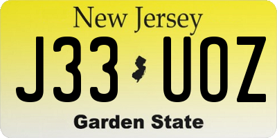 NJ license plate J33UOZ
