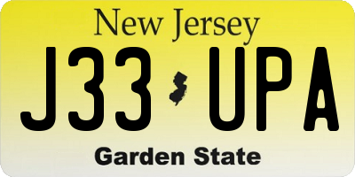 NJ license plate J33UPA