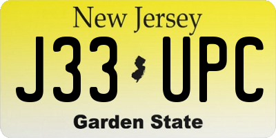 NJ license plate J33UPC