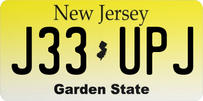 NJ license plate J33UPJ