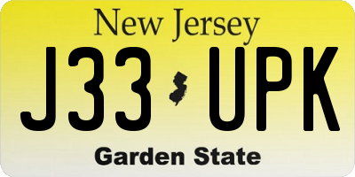 NJ license plate J33UPK