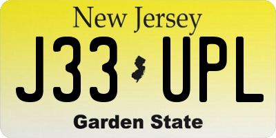 NJ license plate J33UPL