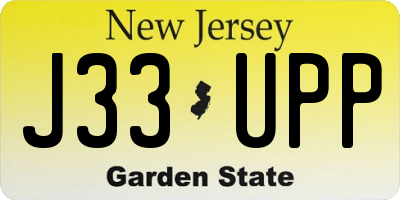 NJ license plate J33UPP