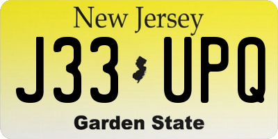 NJ license plate J33UPQ