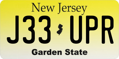 NJ license plate J33UPR