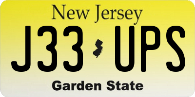 NJ license plate J33UPS