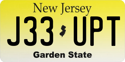 NJ license plate J33UPT
