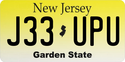 NJ license plate J33UPU