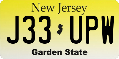 NJ license plate J33UPW