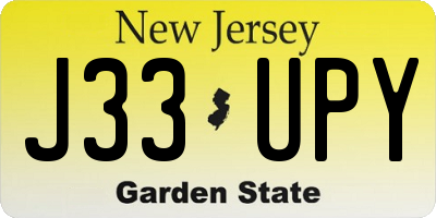 NJ license plate J33UPY