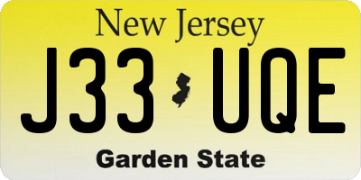 NJ license plate J33UQE