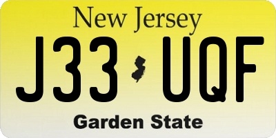 NJ license plate J33UQF