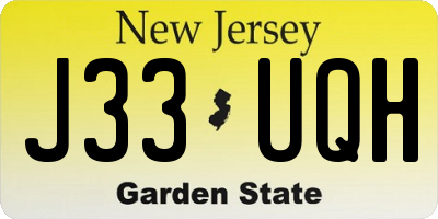 NJ license plate J33UQH