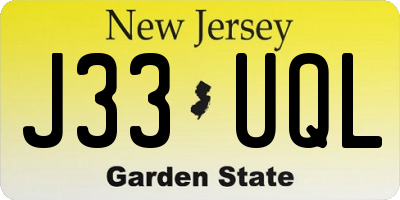 NJ license plate J33UQL