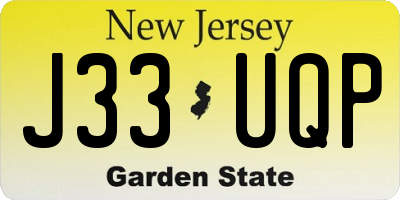 NJ license plate J33UQP