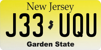 NJ license plate J33UQU