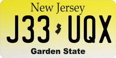NJ license plate J33UQX