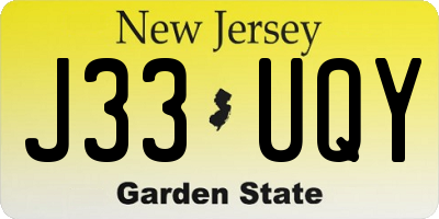 NJ license plate J33UQY