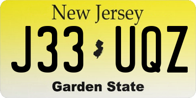 NJ license plate J33UQZ