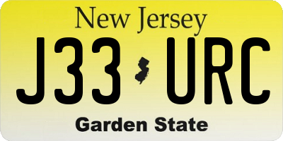 NJ license plate J33URC