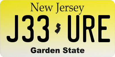 NJ license plate J33URE