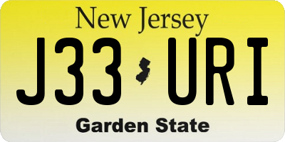 NJ license plate J33URI