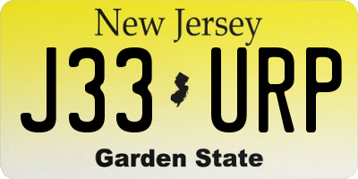 NJ license plate J33URP