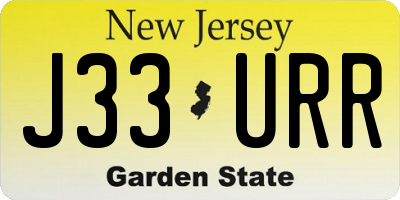 NJ license plate J33URR